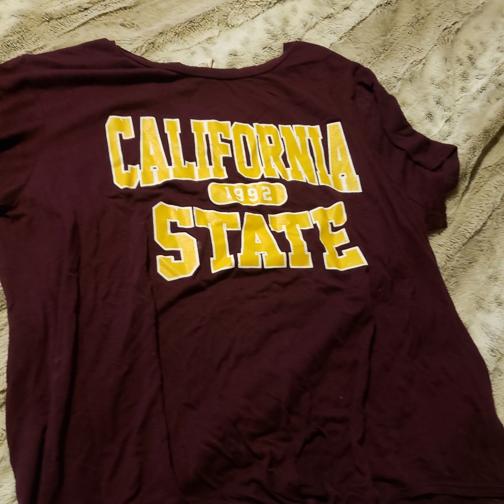 Purple cali state tie up top